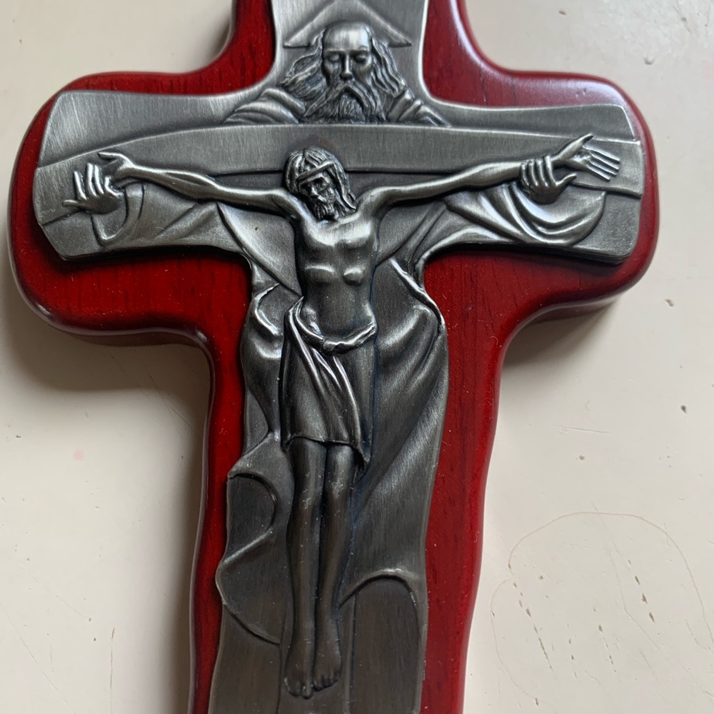 Trinity Crucifix on Cherry Wood